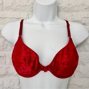 Vintage Maidenform ‘Everyday Romance’ Red Floral Underwire Bra, Size 36B
